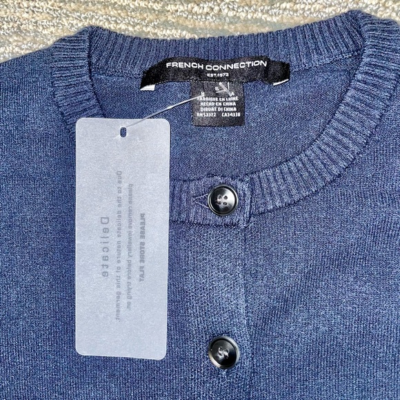 FRENCH CONNECTION Cosysoft Fitted Cardigan - size SMALL , color MARINE - Picture 3 of 7